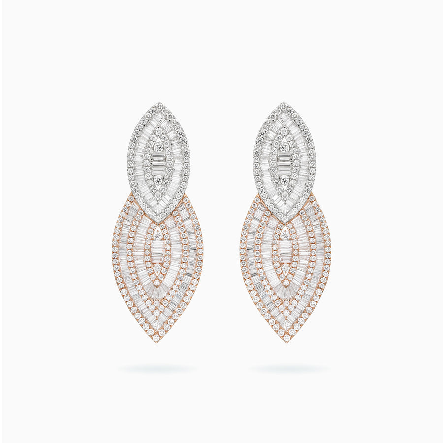 18K White & Rose Gold Diamond Earrings