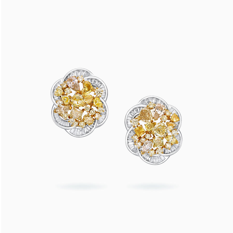 18K White & Yellow Gold Diamond Earrings