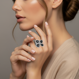 18K White Gold Black Diamond Ring