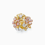 18K White & Yellow & Rose Gold Diamond Ring