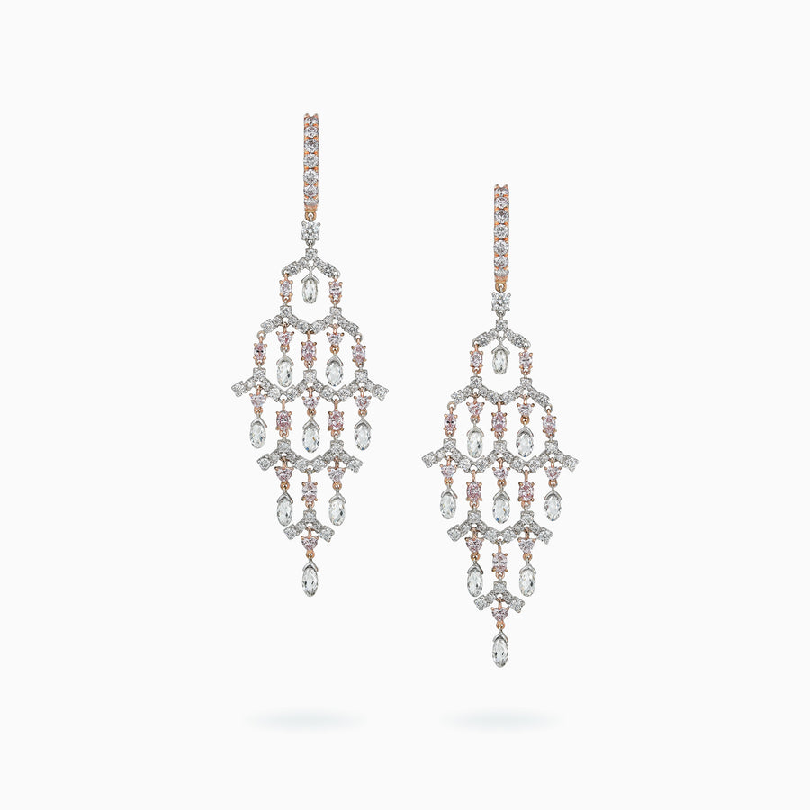 18K White & Rose Gold Diamond Earrings
