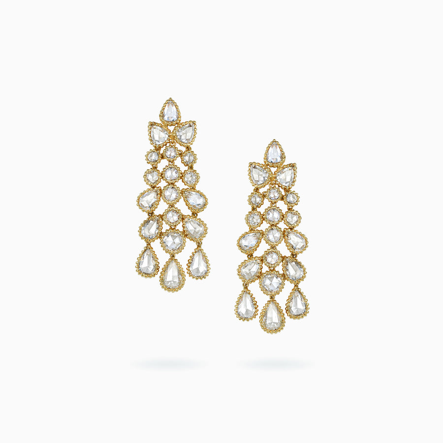 18K Yellow Gold Rose Cut Diamond Earrings