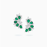 18K White Gold Emerald & Diamond Earrings