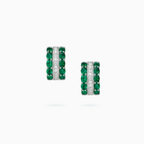 18K White Gold Emerald Diamond Earrings
