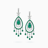 18K White Gold Emerald & Diamond Earrings