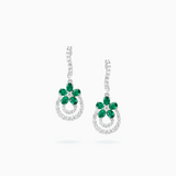 18K White Gold Emerald & Diamond Earrings