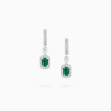 18K White Gold Emerald Diamond Earrings