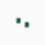 18K White Gold Emerald Diamond Earrings