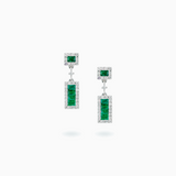 18K White Gold Emerald & Diamond Earrings