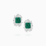 18K 白金祖母绿和钻石耳环