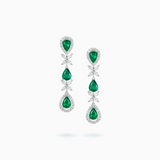 18K White Gold Emerald & Diamond Earrings