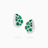 18K White Gold Emerald & Diamond Earrings