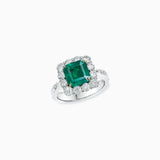 18K White Gold Emerald & Diamond Ring