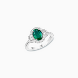 18K White Gold Emerald & Diamond Ring