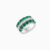 18K White Gold Emerald Diamond Ring