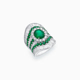 18K White Gold Emerald & Diamond Ring