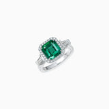 18K White Gold Emerald & Diamond Ring