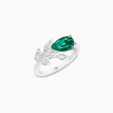 18K White Gold Emerald & Diamond Ring