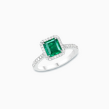 18K White Gold Emerald & Diamond Ring