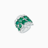 18K White Gold Emerald Diamond Ring