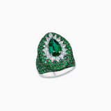 18K White & Black Gold Emerald Diamond Ring