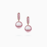 18K White & Rose Gold Fresh Water Pearl & Sapphire Earrings