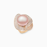 18K Rose Gold Pink Fresh Water Pearl Ring