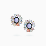 18K Gold Colored Sapphire Lavender Jade Earrings