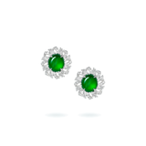 Platinum 950 & 18K White Gold Jade & Diamond Earrings