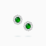 Platinum 950 & 18K White Gold Jade & Diamond Earrings