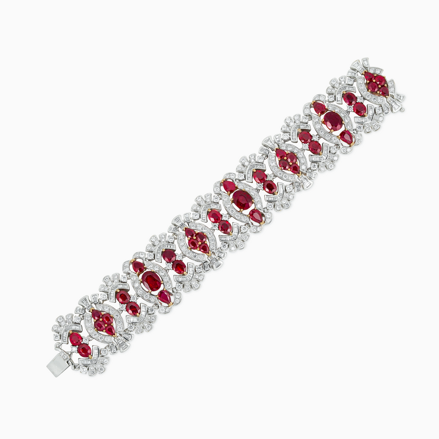 18K White & Rose Gold Ruby & Diamond Bracelet