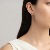 18K White & Rose Gold Ruby & Diamond Earrings