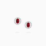 18K White & Rose Gold Ruby & Diamond Earrings