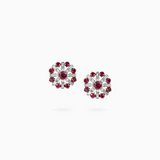 18K White Gold Ruby & Diamond Earrings