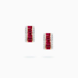 18K White & Rose Gold Ruby & Diamond Earrings