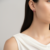 18K White & Rose Gold Ruby & Diamond Earrings