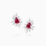 Platinum & 18K White Gold Ruby & Diamond Earrings