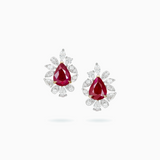 Platinum & 18K White Gold Ruby & Diamond Earrings