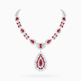 18K White & Rose Gold Ruby & Diamond Necklace