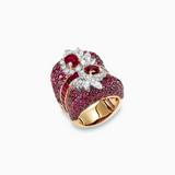 18K White Rose & Black Gold Ruby & Diamond Ring