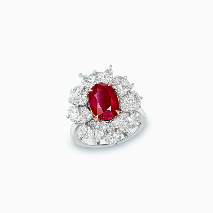 18K White & Rose Gold Ruby & Diamond Ring