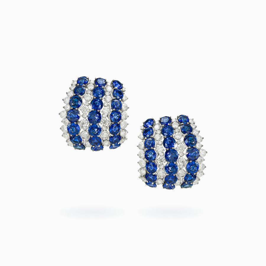 18K White Gold Sapphire & Diamond Earrings