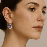 18K White Gold Sapphire & Diamond Earrings