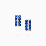 18K White Gold Sapphire,Diamond Earrings