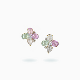 18K White, Yellow & Rose Gold Sapphire & Diamond Earrings