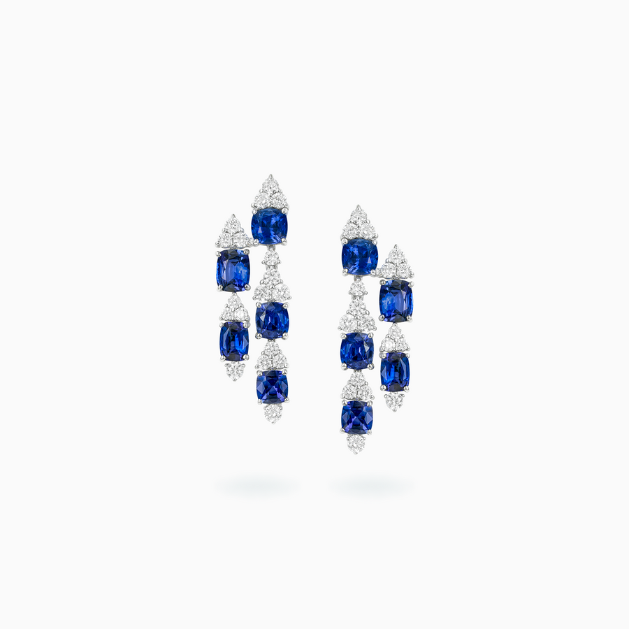 18K White Gold Sapphire & Diamond Earrings