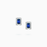 18K White Gold Sapphire Diamond Earrings