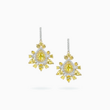 18K Yellow & White Gold Color Sapphire Diamond Earrings