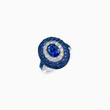 18K White & Black Gold Sapphire Diamond Ring