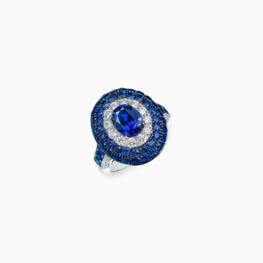 18K White & Black Gold Sapphire Diamond Ring
